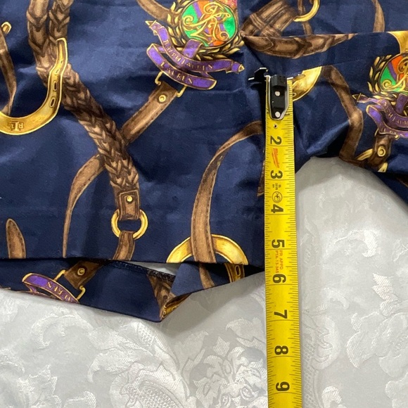 LRL Lauren Ralph Lauren Size 8 Flat Front Cotton City Shorts Navy Equestrian - Picture 9 of 10